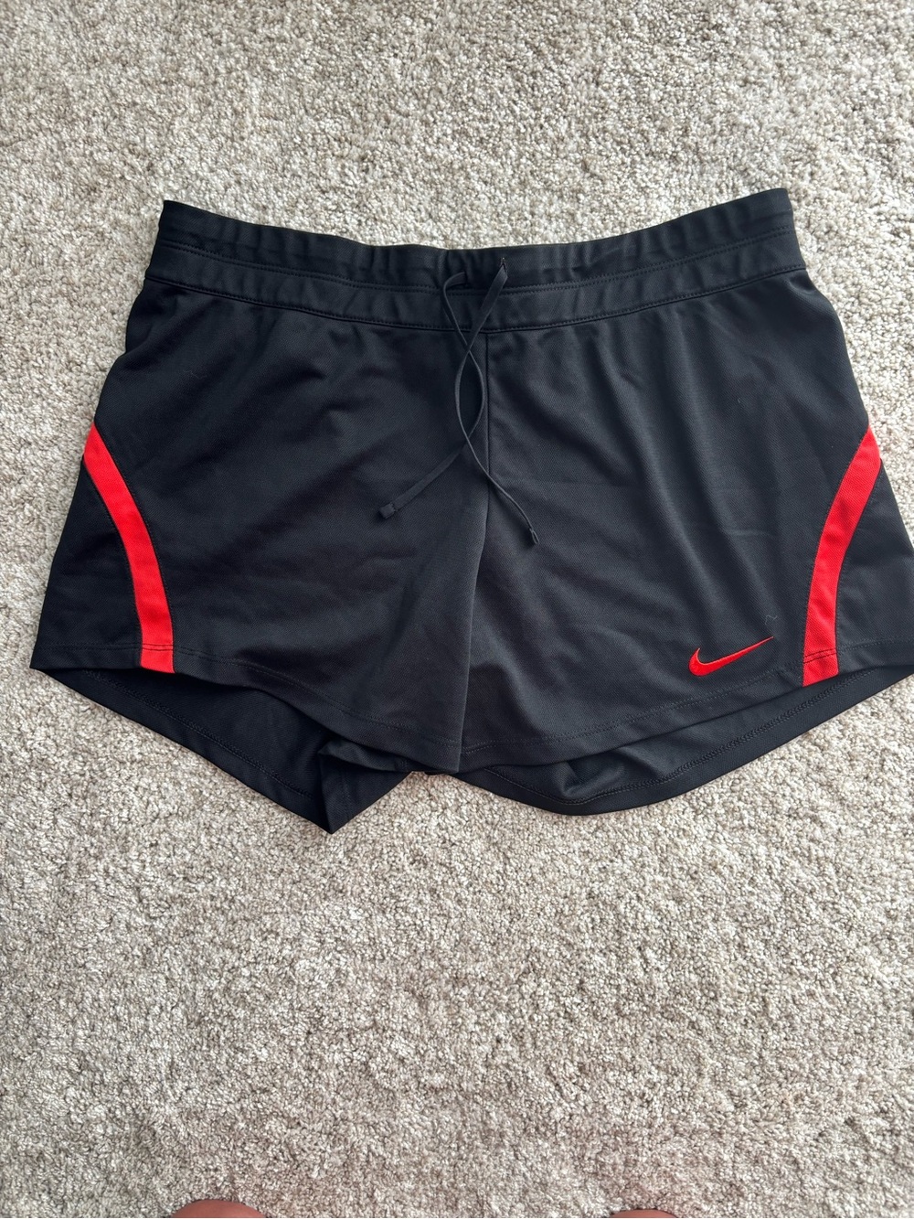 Women’s Nike Black Running Shorts with Red Accents